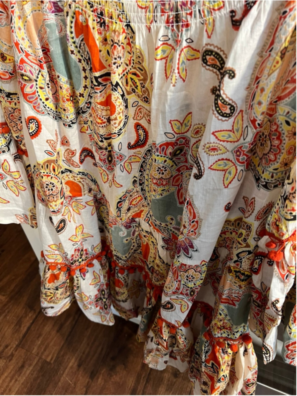 True Destinations Mini Dress Boho Paisley Floral Print Peasant Coverup - Picture 5 of 6